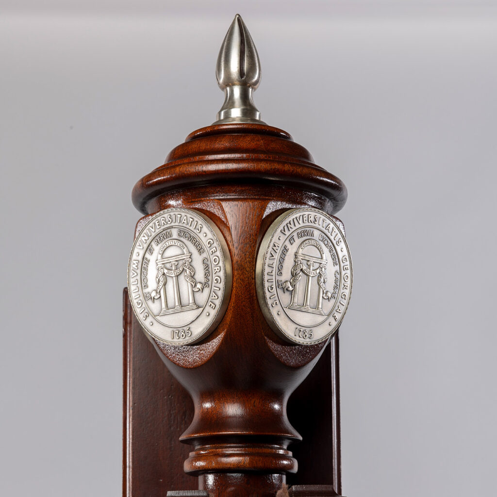 The mace that's carried through the graduation ceremony.